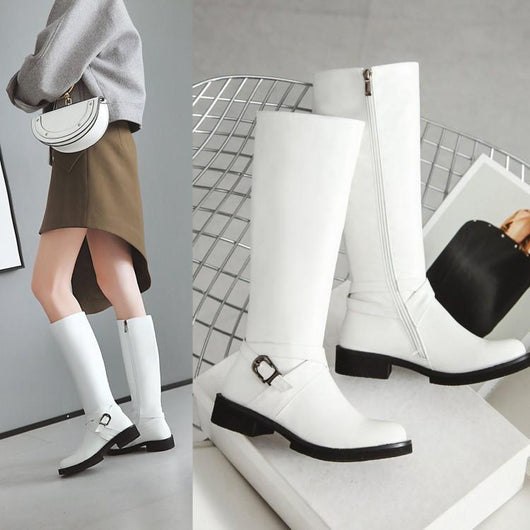 Botas Altas de Cuero PU con Hebilla - Estilo Ecuestre Elegante - Image 10