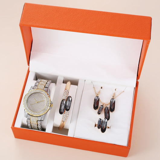 Conjunto de Accesorios en Acero Verde: Reloj, Anillo, Collar y Aretes de Cuarzo - Image 19