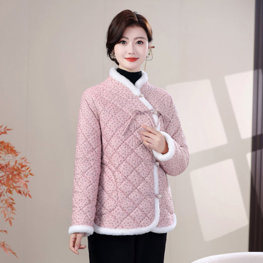 Chaqueta de Algodón Estilo Oriental con Cierre Diagonal e Impreso Floral - Image 3