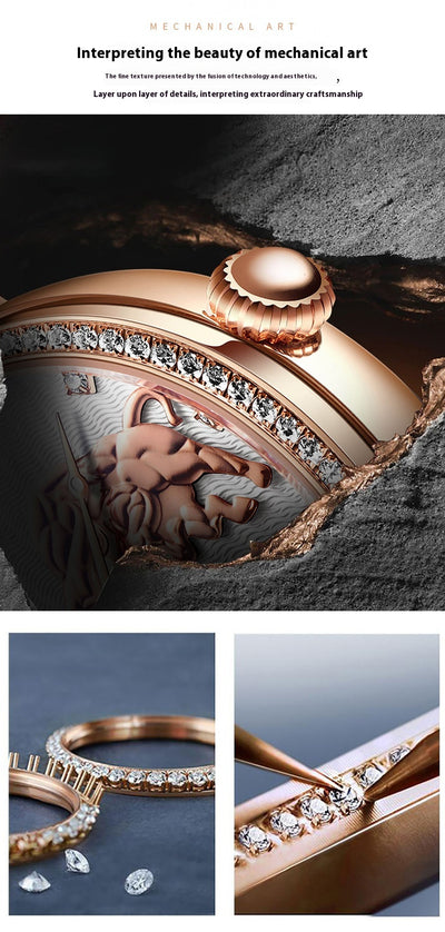 Reloj Mecánico de Lujo con Diamantes Incrustados Resistente al Agua - Image 10