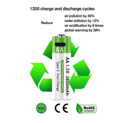 Batería Recargable No 5 de Litio 15V Carga Rápida USB-C AA 3800mAh - Image 9