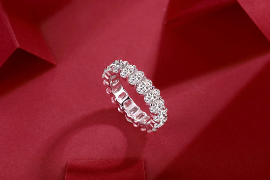 Anillo de Boda Luó Shén - Moissanita Ovalada Premium en Plata S925 y Platino - Image 5
