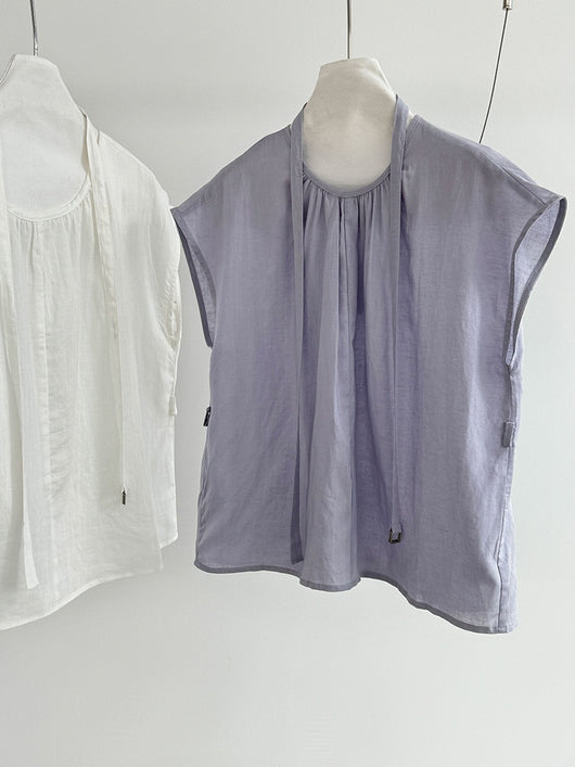 Blusa Tencel Lino Cuello Redondo Ajustada para Mujer - Image 13