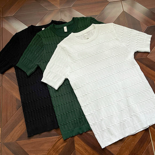 Camiseta de Punto Calada Manga Corta para Hombre - Image 10