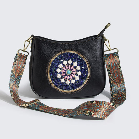 Bolsa Tote Étnica de Turquesa con Cuentas - Diseño Cruzado y Hombro - Image 16