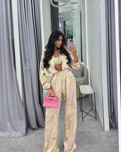 Conjunto de 3 Piezas: Camisa Manga Larga con Solapa, Top Tubo y Pantalón Ancho - Image 23
