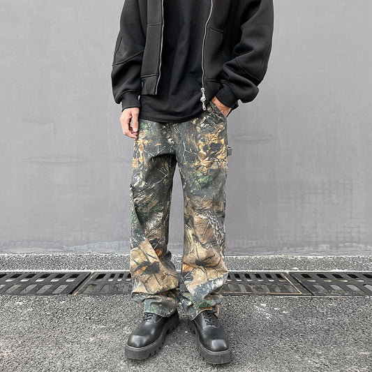 Jeans Hombre Patrón Camuflaje Árbol Corte Recto Oversize