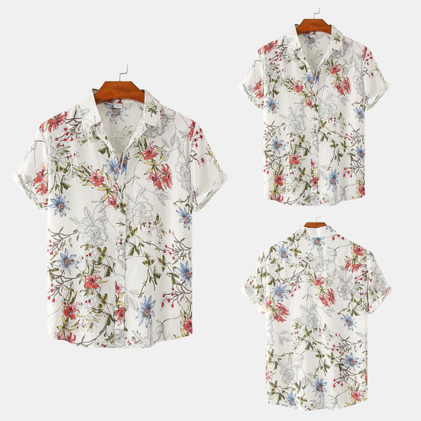 Camisa Estampada de Manga Corta para Hombre con Diseño Floral