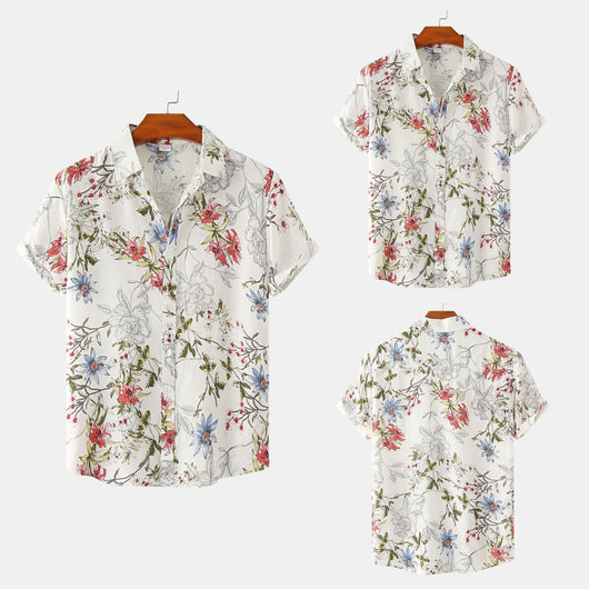 Camisa Estampada de Manga Corta para Hombre con Diseño Floral - Image 2