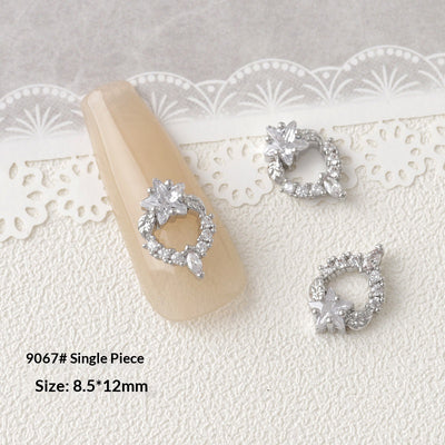 Accesorios de Decoración de Uñas con Moño de Circón Plateado - Image 23