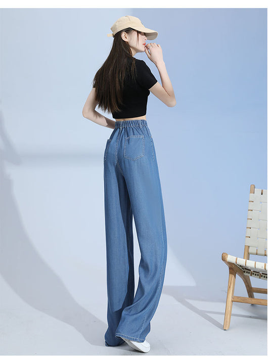 Pantalones Lyocell Rectos Cintura Alta Efecto Seda Pierna Ancha - Image 25