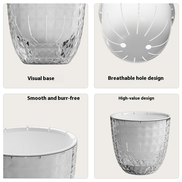 Maceta Transparente Autorregante con Diseño Floral