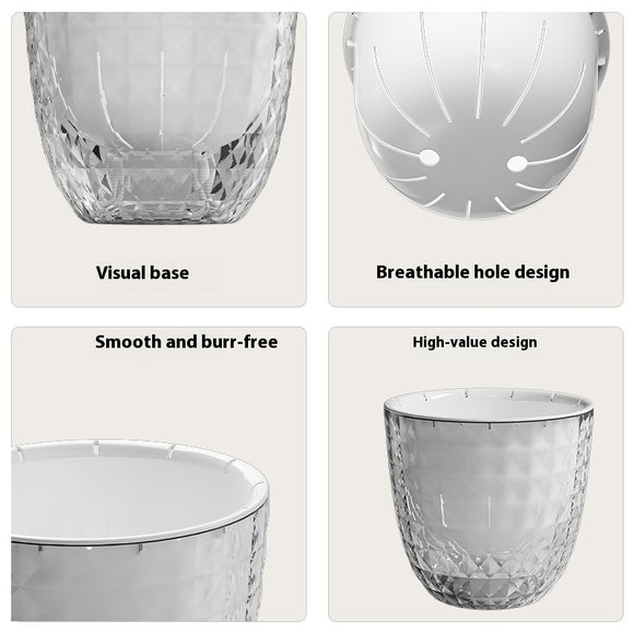 Maceta Transparente Autorregante con Diseño Floral