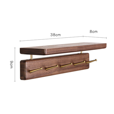 Perchero de Pared Nórdico en Madera Maciza con Ganchos de Latón - Estilo Japonés Nogal Negro - Image 15