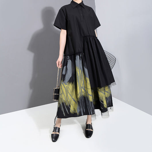 Falda Puffy Midi Ajustada con Malla - Elegancia Temperamental
