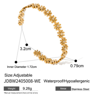 Gold-colored bracelet with a chain of small, interconnected heart-shaped links, featuring a lobster clasp and extender. - Image 10