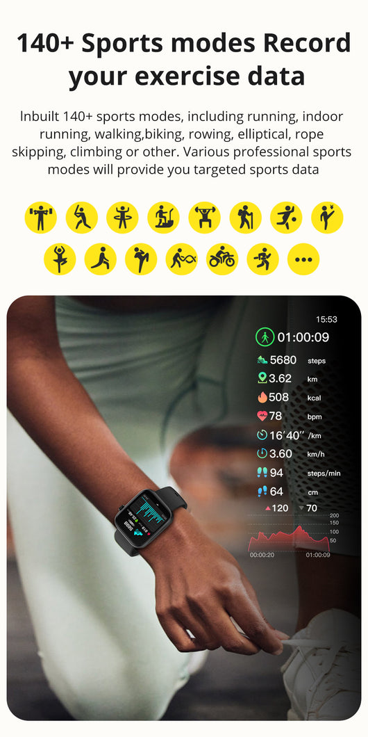 Reloj Inteligente Deportivo con Monitor de Frecuencia Cardíaca y Pantalla Completa IP67 - Image 9
