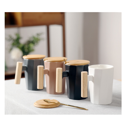 Taza de Cerámica Recta con Asa de Madera - Image 44