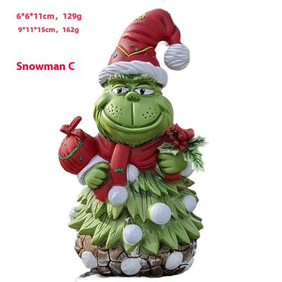 Muñeco de Nieve Navideño de Pelo Verde - Adorno Festivo para el Hogar - Image 11