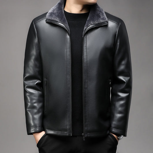 Abrigo de Cuero Premium con Cuello de Piel y Forro Polar Térmico - Image 5