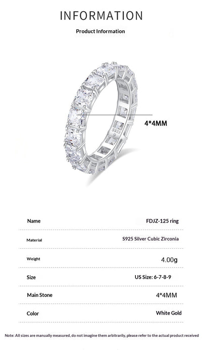 Anillo de Diamantes Cuadrado Pavé en Plata 925 para Mujer - Image 6