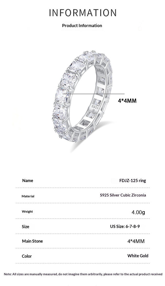 Anillo de Diamantes Cuadrado Pavé en Plata 925 para Mujer - Image 6