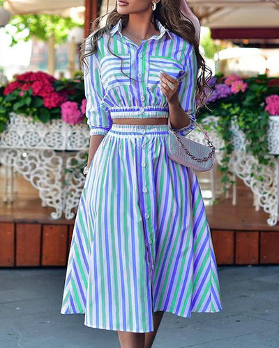 Conjunto de Falda y Top Estampado Europeo Americano - Moda Actual