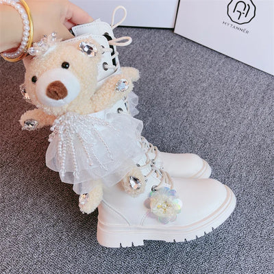 Botas de Cuero con Diseño de Osito para Niñas - Image 9