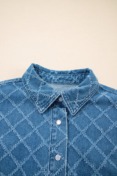 Camisa de Mezclilla con Estampado Cuadros para Mujer - Image 7
