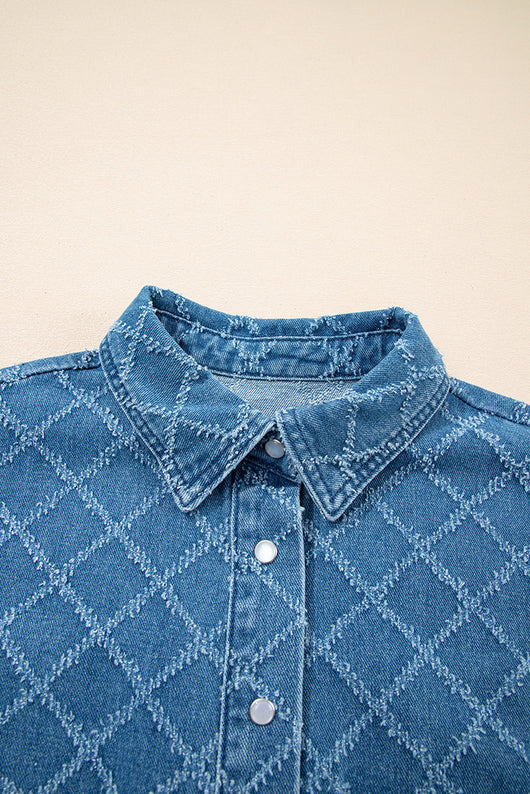 Camisa de Mezclilla con Estampado Cuadros para Mujer - Image 7