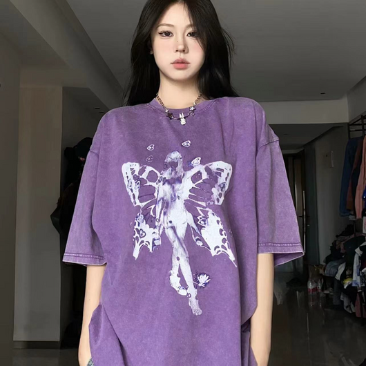 Camiseta Retro Vintage Estampada Holgada Unisex