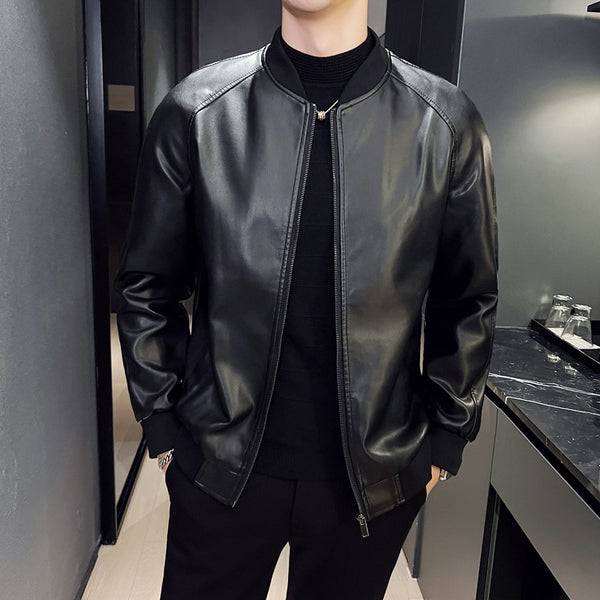 Chaqueta de Cuero Lavado Slim Fit para Hombre - Estilo Moderno