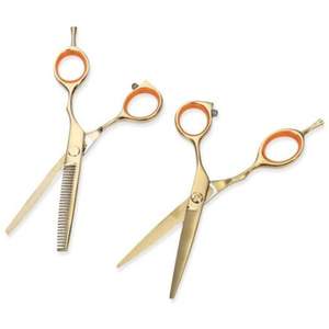 Tijeras de Peluquería Profesionales 5.5" con Mango Dorado Simétrrico - Image 7