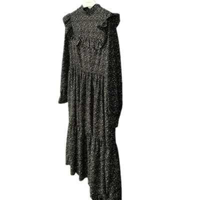 Vestido Floral Francés Negro con Costura en Cintura para Mujer - Image 5