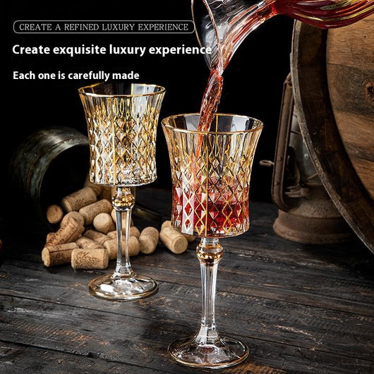 Juego de Copas de Vino Tinto Cristal Dorado Estilo Europeo - Image 4