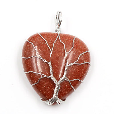 Colgante Corazón Melocotón Cristal Natural Árbol de la Vida para Parejas - Image 6