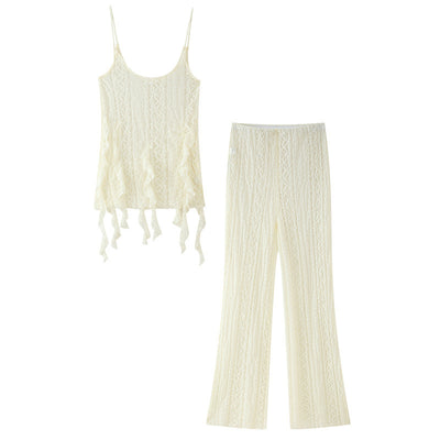 Conjunto de Blusa y Pantalón con Encaje Puntillado - Image 5