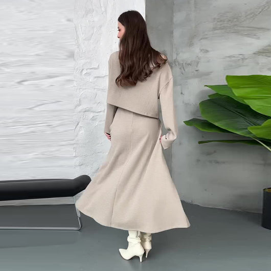 Conjunto Vestido Minimalista de Punto para Mujer - Image 3