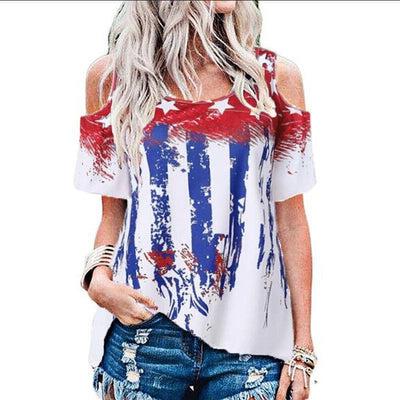 Blusa Casual Hombros Descubiertos con Estampado de Estrellas - Talla Grande - Image 9