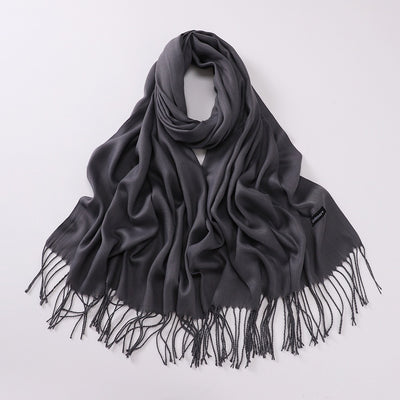 Bufanda Larga de Cashmira Suave - Color Liso para Otoño e Invierno - Image 11
