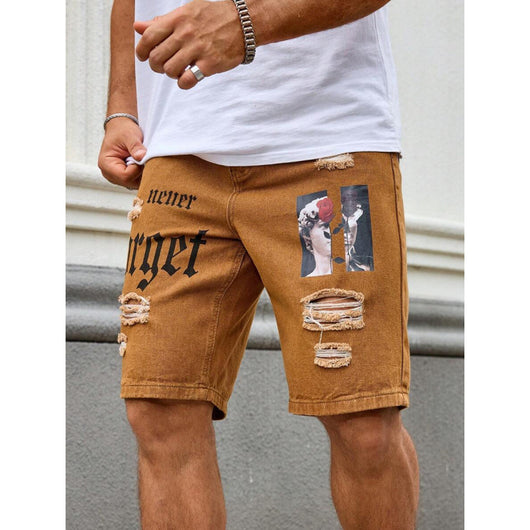 Shorts Estilo Vaquero con Estampado de Letras para Hombre - Image 8