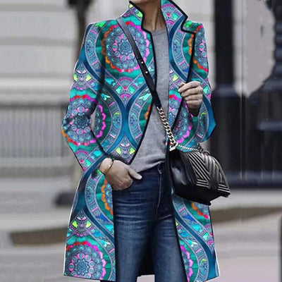 Abrigo Trinchera Azul Medio con Anillos de Colores para Mujer - Image 10
