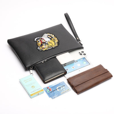Cartera Clutch con Bordado de Cabeza de Tigre para Hombre - Image 9