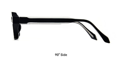 Black square-frame sunglasses with dark lenses and small silver diamond accents on the temples. - Image 17