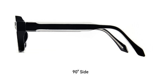 Black square-frame sunglasses with dark lenses and small silver diamond accents on the temples. - Image 17