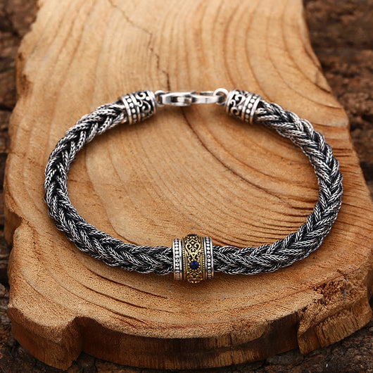 Pulsera de Plata 925 Tejida a Mano Estilo Retro - Image 2