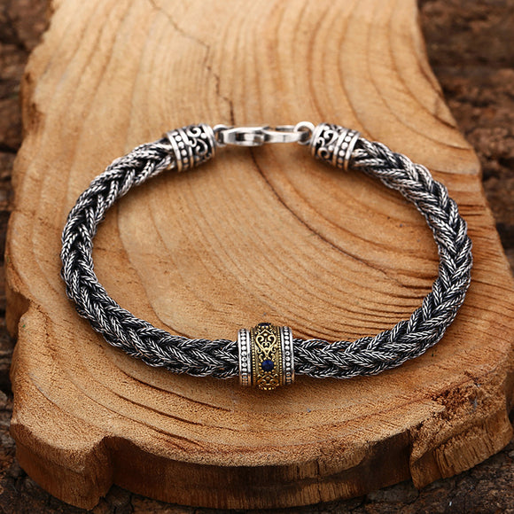 Pulsera de Plata 925 Tejida a Mano Estilo Retro