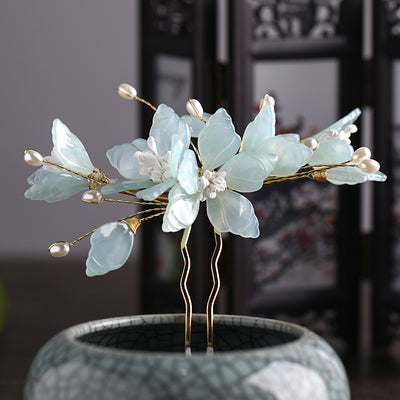 Peineta y Adorno para Cabello Estilo Hanfu con Flores de Hada - Image 7