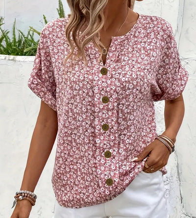 Camiseta Mujer Escote V Manga Corta Estampado Jacquard - Image 11
