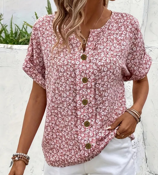 Camiseta Mujer Escote V Manga Corta Estampado Jacquard - Image 11